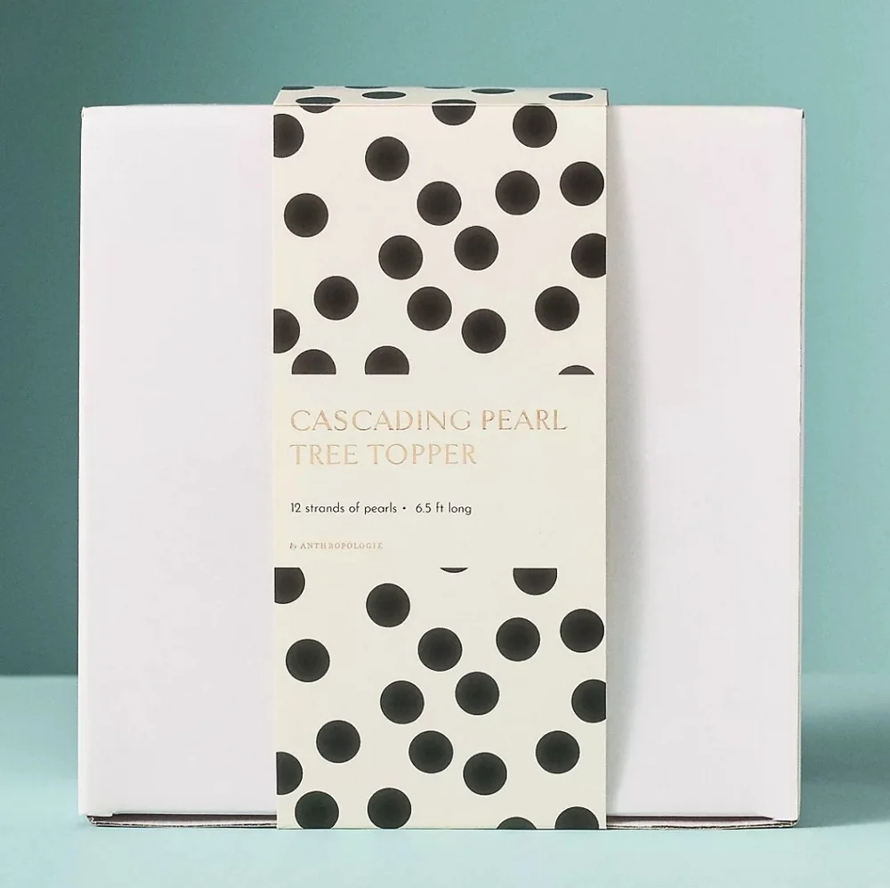 Anthropologie Cascading Pearl Christmas Tree Topper | Luxe Pearl Garland